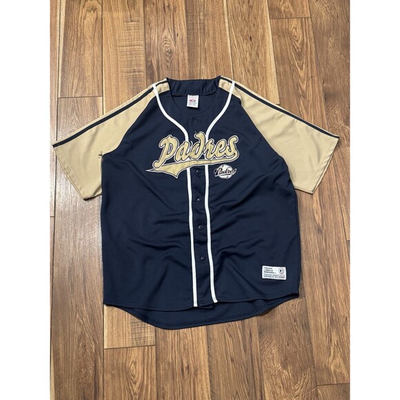 Vintage San Diego Padres Jersey Mens XXL Blue Gold MLB Baseball True Fan Shirt - Picture 1 of 6